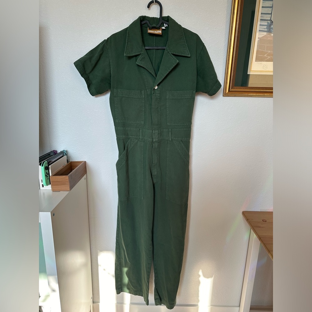 BIG BUD PRESS - Medium Petite Emerald Green Short Sleeve Jumpsuit